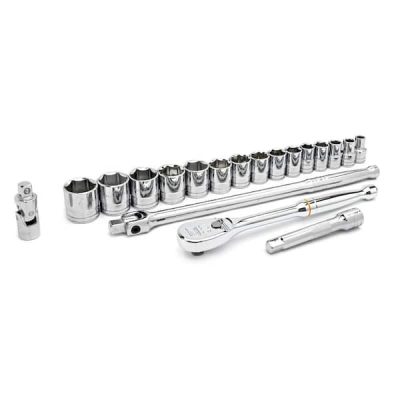 1/2 in. Drive 6-Point Standard SAE Ratchet and Socket Tool Set (19-Piece)