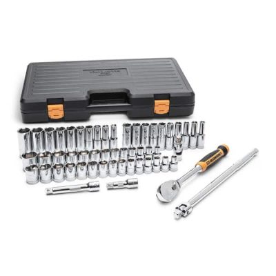 1/2 in. Drive 90-Tooth 6-Point Standard and Deep SAE/Metric Mechanics Tool Set (53-Piece)