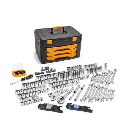 1/4 in., 3/8 in. and 1/2 in. Drive SAE/Metric Mechanics Tool Set in 3-Drawer Storage Box (219-Piece)