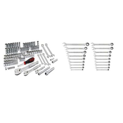 1/4 in. and 3/8 in. SAE/Metric Mechanics Tool Set with Combination Ratcheting Wrenches (124-Piece)