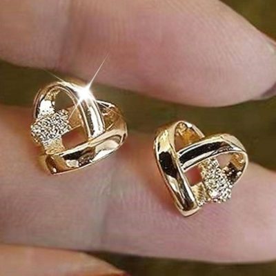 1 Pair Charm Cubic Zirconia Heart Stud Earrings For Women For Wedding Engagement Anniversary Party Jewelry Valentine’s Day Gift