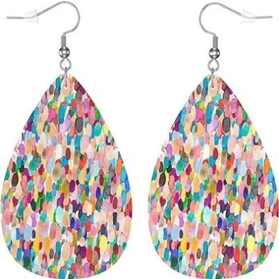 1 Pair Fashion Vintage Women Colorful Printed Earrings Gift