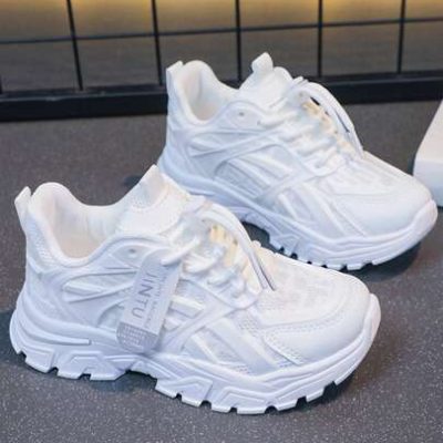 1 Pair Fashionable & Versatile & Comfortable Girls’ Running Shoes, White Color, Popular Item