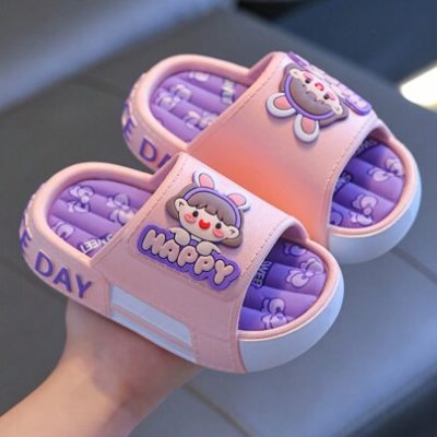 1 Pair Kids Summer Sandals Boys Girls Cute PVC Anti-Slip Slippers