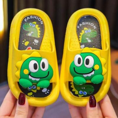 1 Pair Of Cute Dinosaur Anti-Slip Flat Children Slippers Suitable For Wearing In Summer