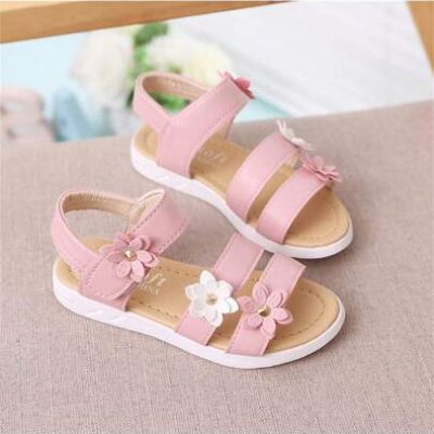 1 Pair Of Flower Shaped Fashion Girl Open Toe Sandals, Breathable Non-Slip Indoor And Outdoor Beach Vacation Slippers, Summer