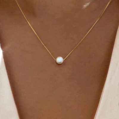 1 Pc 6mm-10mm Simple S925 Sterling Silver Single Pearl Collarbone Necklace Jewelry Gift For Women