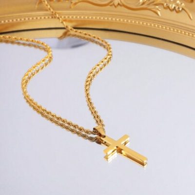 1 Pcs Vintage Personality Stainless Steel Twist Cruciate Necklace Suitable For Everyday Wear