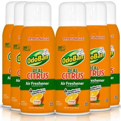 10 oz. Orange Real Citrus Air Freshener Spray, Citrus Oil Natural Air Freshener, Room Deodorizer & Toilet Spray (6 Pack)