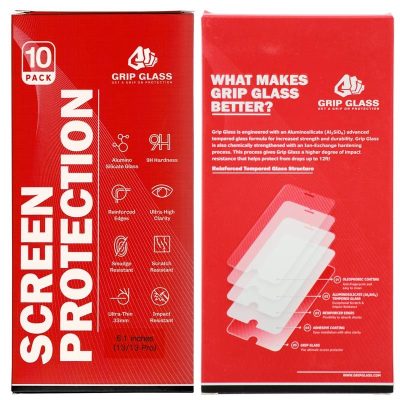 (10 Pack) Grip Glass – Tempered Glass Screen Protector for iPhone 13 / 13 Pro / 14