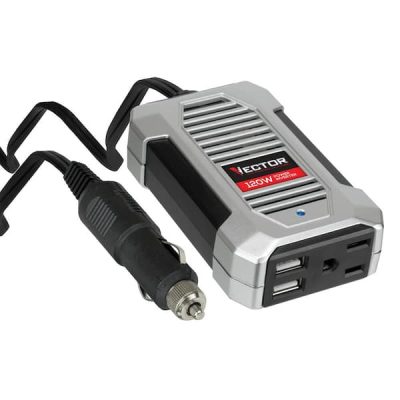 120 Watt Power Inverter, 12V DC, 120V AC, Dual USB Charging Ports