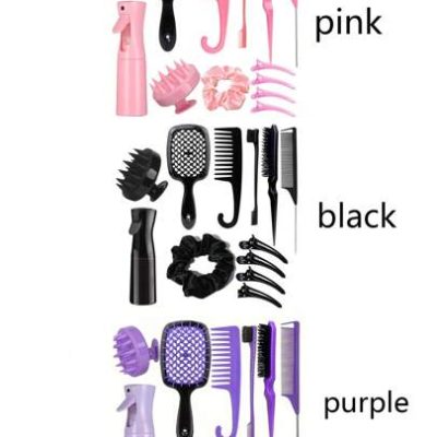 12pcs Hair Styling Tool Comb Set Wide Tooth Comb, Wash Hair Comb, Tail Comb, Eyebrow Brush, Hairbrush, Spray Bottle, Hairpin, Hair Rope, Suitable…