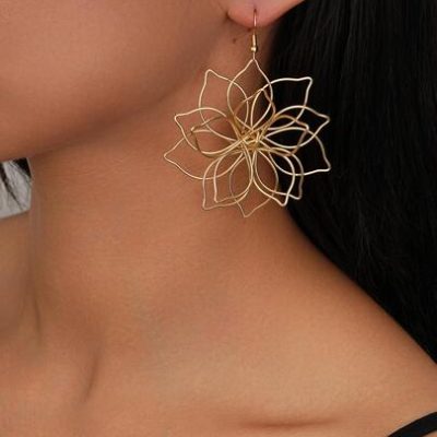 1pair Bohemian Style Creative Flower Pendant Earrings, Suitable For Women’s Daily Wear