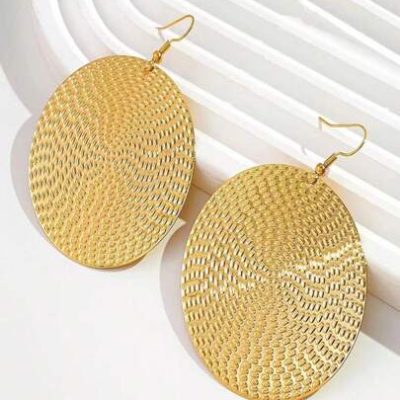 1pair Fashionable Minimalist Exaggerated Large Round Disc Hoop Earrings