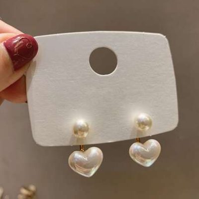 1pair Heart Shaped Pearl Stud Earrings