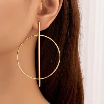 1pair Personality Exaggerated Geometric Circle Stud Earrings Simple & Versatile