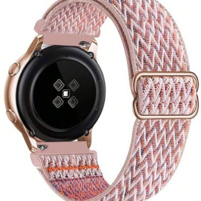 1pc Adjustable Elastic Woven Nylon Strap Compatible With Samsung/HuaWei/Amazfit Watch Band 20mm 22mm Sport Watch Braided Loop Watchband Compatible…