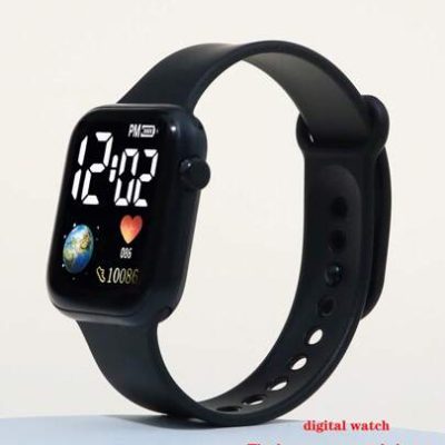 1pc Black TPU Strap Sporty Luminous Square Dial Digital Watch, For Daily Life