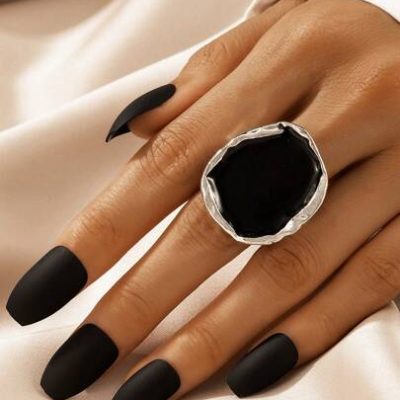 1pc Creative Minimalist Alloy Irregular Ellipse Ring With Oil Drop Design For Women