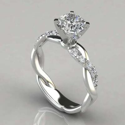 1pc Fashionable Princess Cut/Swirl Engagement & Wedding Ring With Diamond For Women