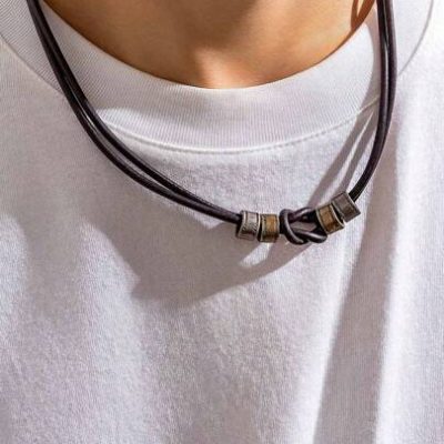 1pc Fashionable Simple Metal Pendant & Twisted Multi-layer Chain Necklace, Men’s Everyday Wear Charm Jewelry