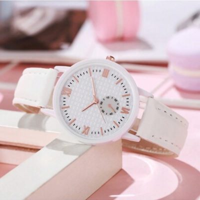 1pc Ladies” Fashionable Elegant Simple Leather Strap Quartz Wristwatch, Suitable For Daily Decoration