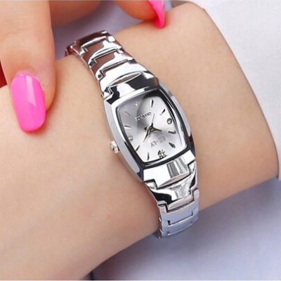 1pc Ladies Stainless Steel Strap Fashionable Square Quartz Watch For Daily Decoration