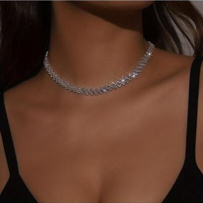 1pc Luxury Water Drop Rhinestone Claw Chain Soldered Rhinestone Necklace For Women, Perfect For Wedding, Engagement, Evening Party