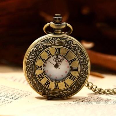 1pc Men’s Classic Vintage Roman Numerals Antique Bronze Pocket Watch, Ideal Gift For Men