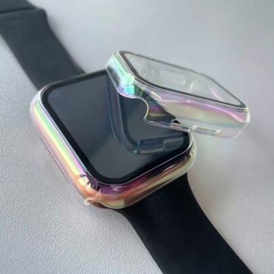 1pc Mermaid Colored Watch Case With Built-In Tempered Glass Screen Protector For Apple Watch