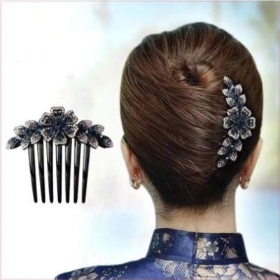 1pc Minimalistic Hair Comb With Rhinestone Decoration, Suitable For Daily Ladies’ Hairstyle, Fixed Slim Fit Grip