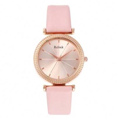 1pc New Fashion Women Pink Leather Band Wristwatch, Casual Quartz Watch For Women, Simple & Delicate Design, Suitable For Daily Wear & Gift Giving.