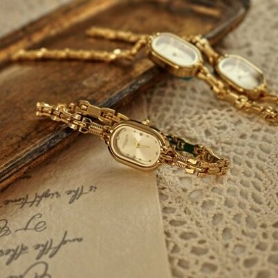 1pc New Fashionable Women’s Watch With Gold Bracelet, Vintage & Luxury Ins Style, Elegant & Versatile Quartz Watch