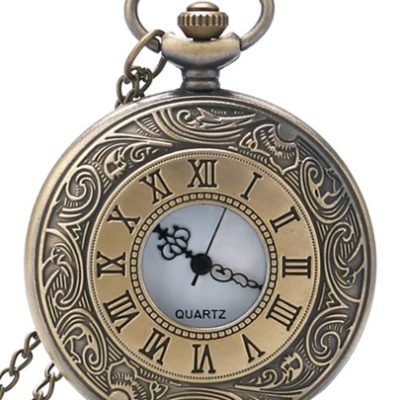 1pc Roman Numerals Vintage Pocket Watch Shaped Pendant Necklace For Men & Women, Flip Cover Watch Design