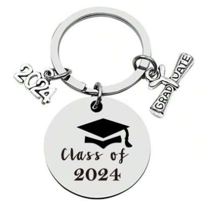 1pc Unisex 2024 Graduation New Arrival Stainless Steel Keychain With Graduate And Doctoral Cap Decoration Graduation Gift For Students Key Chain…