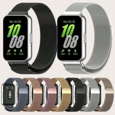 1pc Unisex Stainless Steel Milanese Strap With Magnetic Closure, Breathable Hollow-Out Design. Compatible With Samsung Galaxy Fit 3.