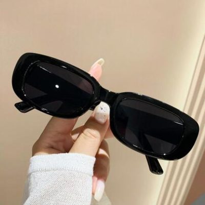 1pc Women Black Solid Oval Frame Fashion Glasses