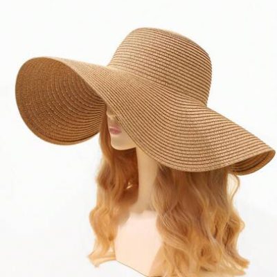 1pc Women Solid Boho Straw Hat For Summer