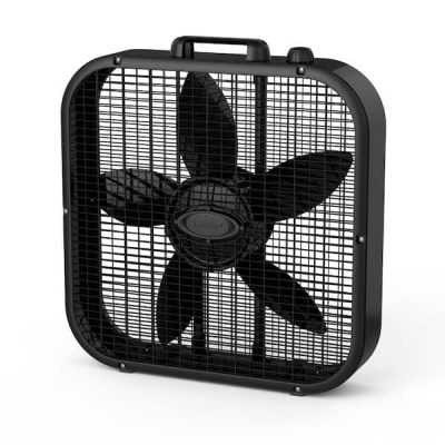 20 in. 3 Speed Black Box Fan with Save-Smart Technology for Energy Efficiency