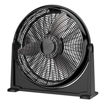 20 in. 3 Speeds Floor Fan in Black with 90 Degrees Tilt Adjustment, Built-In Carry Handle, Wall Mountable