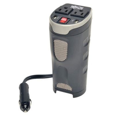 200-Watt Power Verter Cupholder Car Inverter with 2 AC Outlets and 2 USB-A Ports