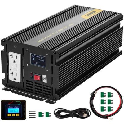 2000-Watt Power Inverter Modified Sine Wave Inverter DC 12-Volt with LCD Display Remote Controller LED Indicator