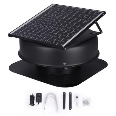 22 in. Solar Attic Fan 40 W 1230 CFM Large Air Flow Solar Roof Vent Fan Weatherproof Wall Fan with 110V Smart Adapter