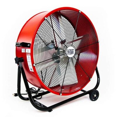 24 in. 2 Fan Speeds Drum Fan in Red with Snap-On Wheels