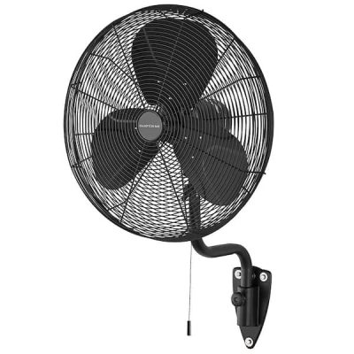 24 in. 3-Speed Oscillating High Velocity Black Wall Mount Fan with 3 Blades