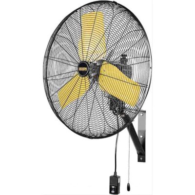 24 in. Safety Yellow Outdoor Oscillating Weatherproof Wall Mounted Fan 9 ft. Cord GFCI Plug, 8900 CFM Duty Fan