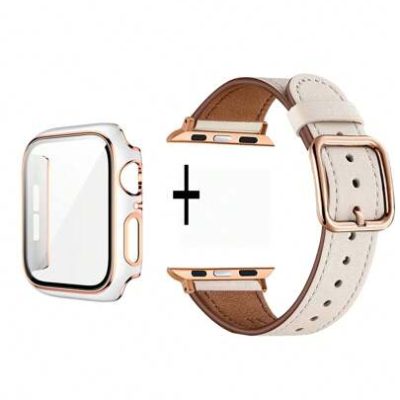 2Pcs Hard Pc Material Case With Rose Gold-Plated Frame And Screen Protector, Compatible With Apple Watch Strap Se, Series 6, 5, 4, 3, 2, 1….