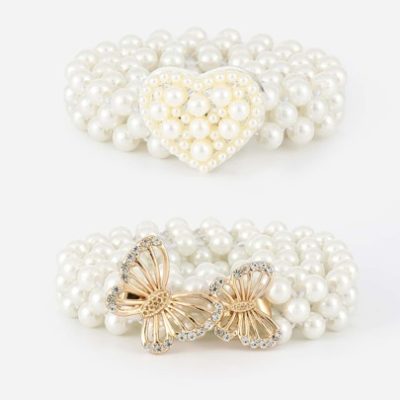 2Pcs Per Pack Fashion Love Butterfly Pearl Elastic Waistband