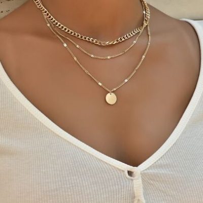 2pcs Round Disc Pendant Necklaces