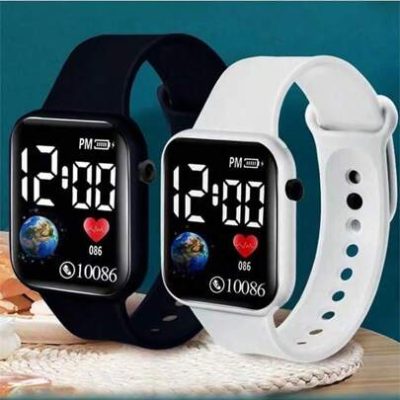 2pcs Waterproof Square Digital Couple Electronic Watches Set